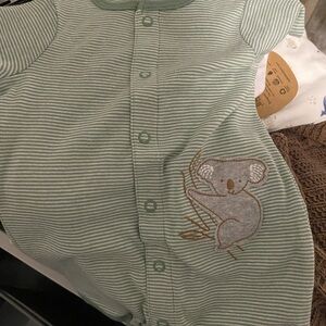 NWT Child of Mine Green Striped Onesie with Koala